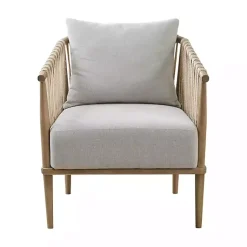 Kirklands Home Accent Chairs|Curved Wood and Jute Rope Accent Chair Gray