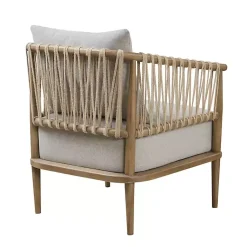 Kirklands Home Accent Chairs|Curved Wood and Jute Rope Accent Chair Gray