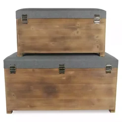 Kirklands Home Benches & Ottomans|Cushioned Storage Benches, Set of 2 Gray