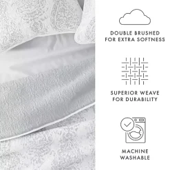 Kirklands Home Quilts|Gray Damask Reversible 3-pc. Queen Quilt Set