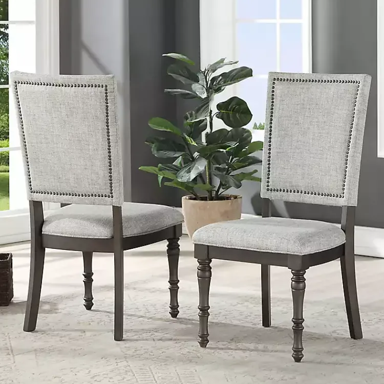 Kirklands Home Dining Chairs|Dawson Upholstered Dining Chairs, Set of 2 Gray