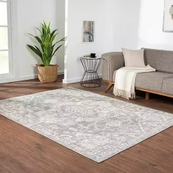 Kirklands Home Area Rugs|Distressed Medallion Area Rug, 5x7 Gray