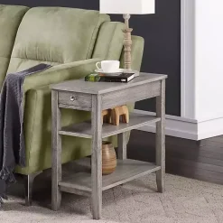 Kirklands Home Accent & End Tables|Double Shelf Wood Accent Table Gray