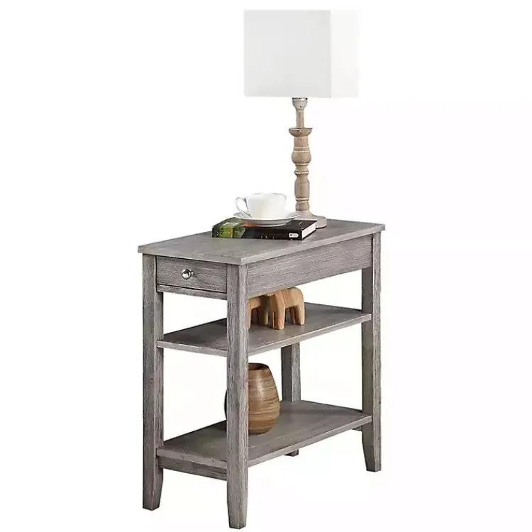Kirklands Home Accent & End Tables|Double Shelf Wood Accent Table Gray