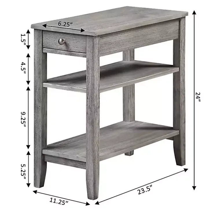 Kirklands Home Accent & End Tables|Double Shelf Wood Accent Table Gray