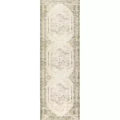 Kirklands Home Area Rugs|Gray Faded Medallion Washable Runner
