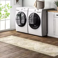 Kirklands Home Area Rugs|Gray Faded Medallion Washable Runner