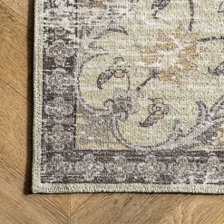 Kirklands Home Area Rugs|Gray Faded Medallion Washable Area Rug, 4x6