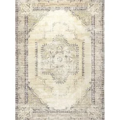 Kirklands Home Area Rugs|Gray Faded Medallion Washable Area Rug, 5x8