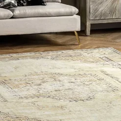 Kirklands Home Area Rugs|Gray Faded Medallion Washable Area Rug, 5x8