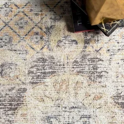 Kirklands Home Area Rugs|Gray Faded Medallion Washable Area Rug, 5x8