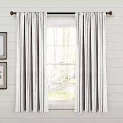 Kirklands Home Curtains & Drapes|Gray Farmhouse Stripe Curtain Panels, Set of 2