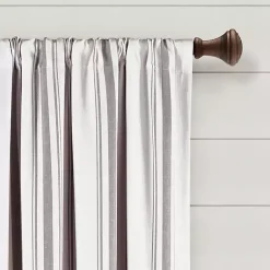Kirklands Home Curtains & Drapes|Gray Farmhouse Stripe Curtain Panels, Set of 2