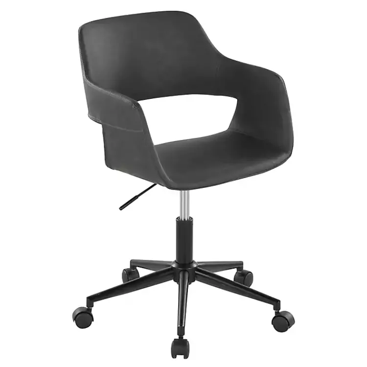 Kirklands Home Office Furniture|Faux Leather & Black Marshall Office Chair Gray