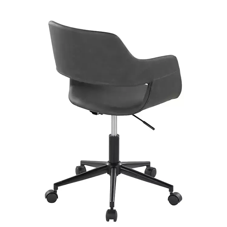 Kirklands Home Office Furniture|Faux Leather & Black Marshall Office Chair Gray