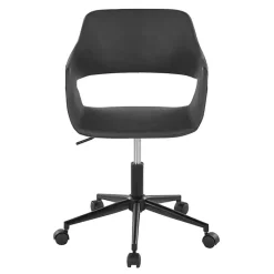 Kirklands Home Office Furniture|Faux Leather & Black Marshall Office Chair Gray