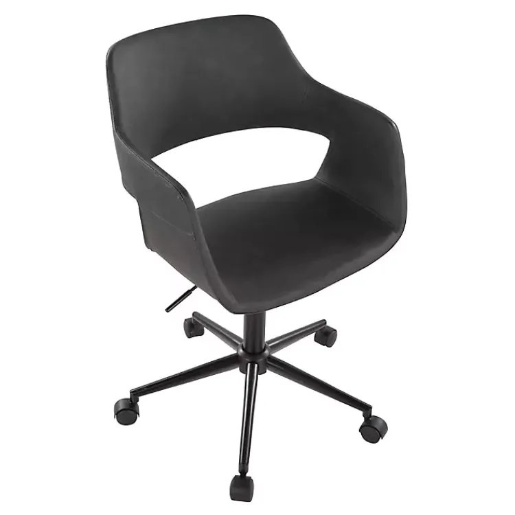Kirklands Home Office Furniture|Faux Leather & Black Marshall Office Chair Gray