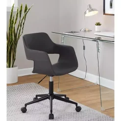 Kirklands Home Office Furniture|Faux Leather & Black Marshall Office Chair Gray