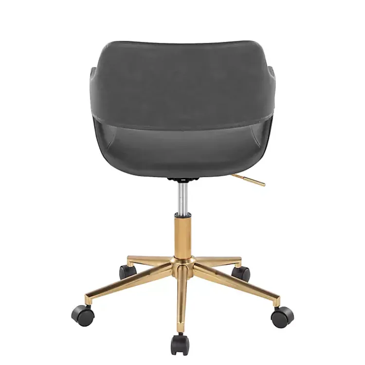 Kirklands Home Office Furniture|Faux Leather & Gold Marshall Office Chair Gray