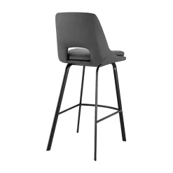 Kirklands Home Bar Stools & Counter Height Stools|Faux Leather Carise Swivel Counter Stool Gray