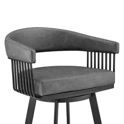 Kirklands Home Bar Stools & Counter Height Stools|Faux Leather Chelsea Swivel Bar Stool Gray