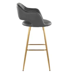 Kirklands Home Bar Stools & Counter Height Stools|Faux Leather Marge Bar Stools, Set of 2 Gray