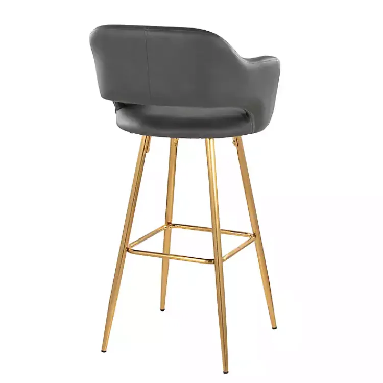 Kirklands Home Bar Stools & Counter Height Stools|Faux Leather Marge Bar Stools, Set of 2 Gray