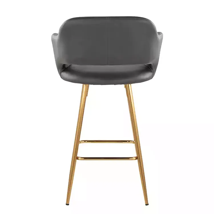 Kirklands Home Bar Stools & Counter Height Stools|Faux Leather Marge Counter Stools, Set of 2 Gray