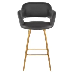 Kirklands Home Bar Stools & Counter Height Stools|Faux Leather Marge Counter Stools, Set of 2 Gray