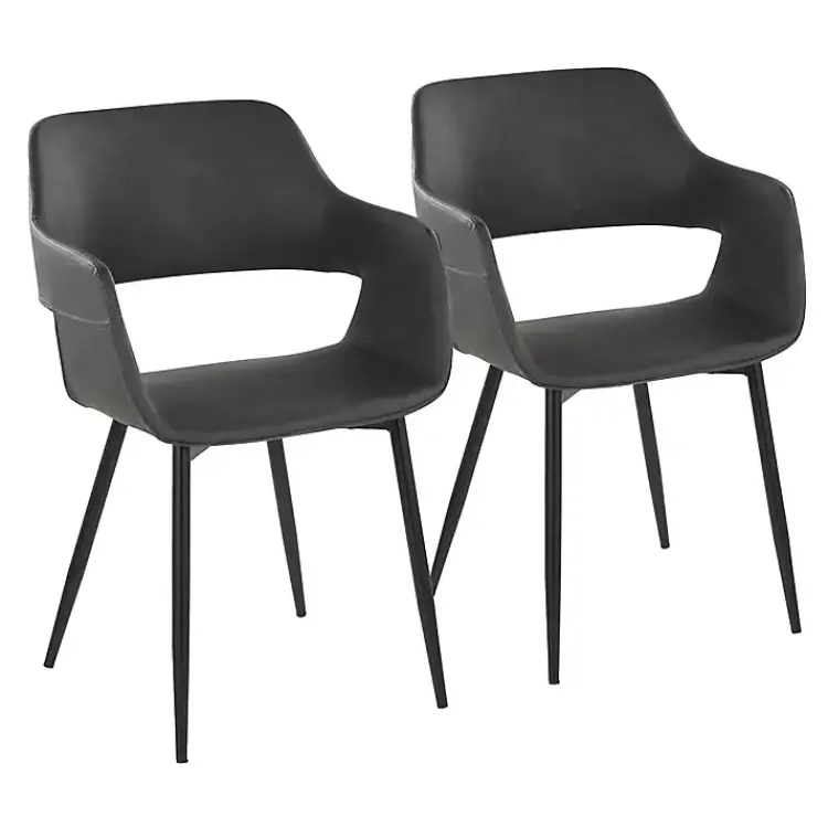 Kirklands Home Dining Chairs|Faux Leather Marge Dining Chairs, Set of 2 Gray