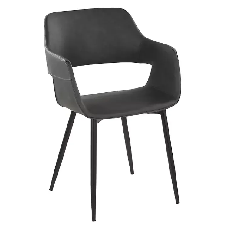 Kirklands Home Dining Chairs|Faux Leather Marge Dining Chairs, Set of 2 Gray