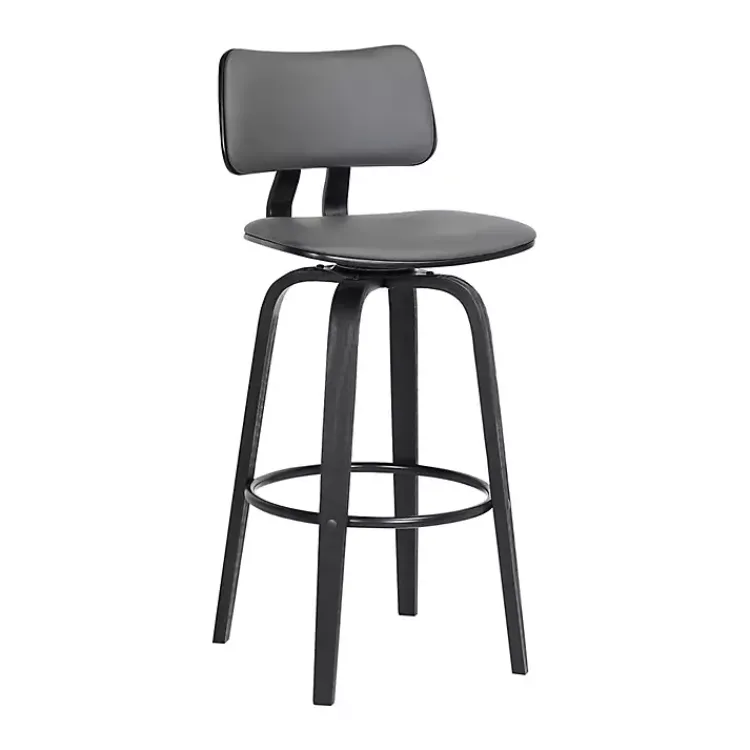Kirklands Home Bar Stools & Counter Height Stools|Faux Leather Pico Swivel Counter Stool Gray