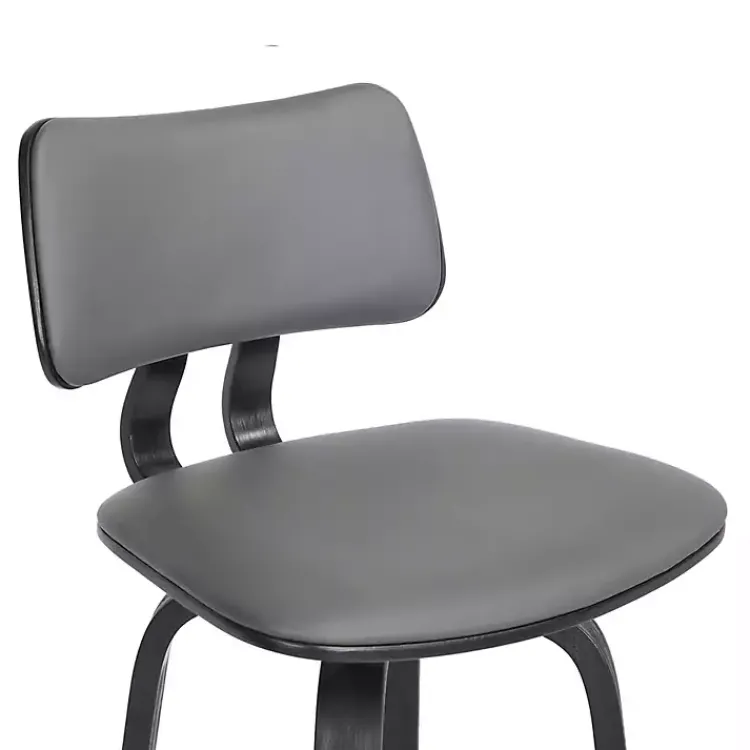 Kirklands Home Bar Stools & Counter Height Stools|Faux Leather Pico Swivel Counter Stool Gray
