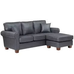 Kirklands Home Sofas & Loveseats|Faux Leather Rolled Arm Sectional Gray