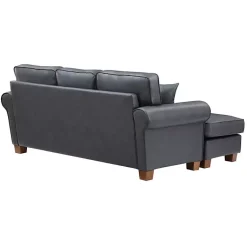 Kirklands Home Sofas & Loveseats|Faux Leather Rolled Arm Sectional Gray