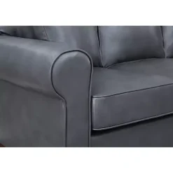 Kirklands Home Sofas & Loveseats|Faux Leather Rolled Arm Sectional Gray