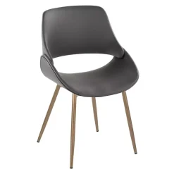 Kirklands Home Accent Chairs|Faux Leather Scooped Accent Chairs, Set of 2 Gray