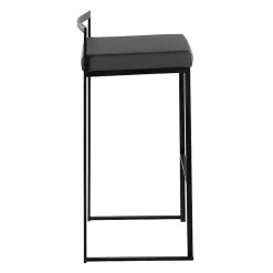 Kirklands Home Bar Stools & Counter Height Stools|Faux Leather Stackable Bar Stools, Set of 2 Gray