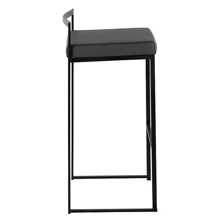 Kirklands Home Bar Stools & Counter Height Stools|Faux Leather Stackable Bar Stools, Set of 2 Gray