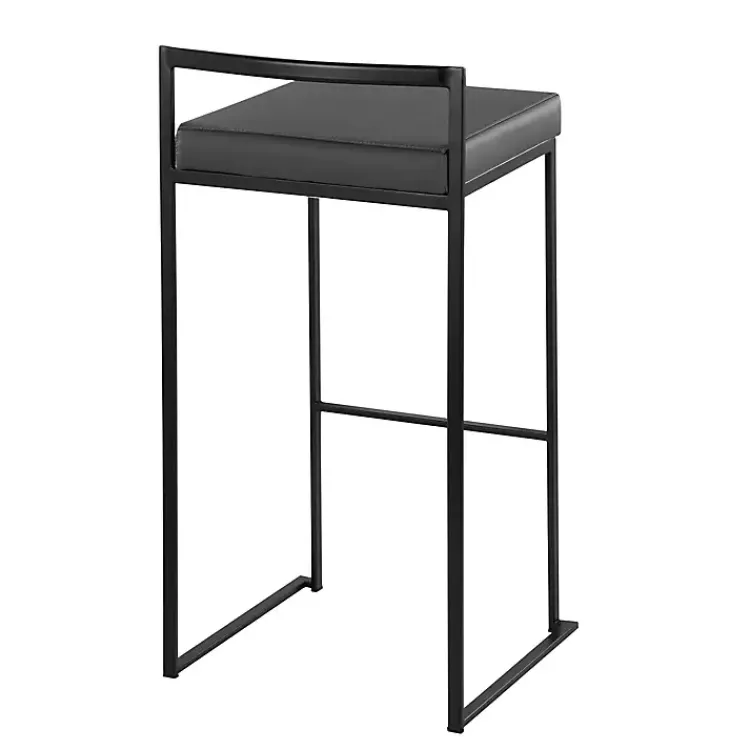 Kirklands Home Bar Stools & Counter Height Stools|Faux Leather Stackable Bar Stools, Set of 2 Gray