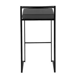 Kirklands Home Bar Stools & Counter Height Stools|Faux Leather Stackable Bar Stools, Set of 2 Gray