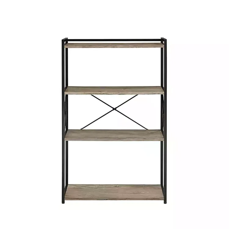 Kirklands Home Bookshelves|Gray Finish X Frame Open Shelf Bookcase