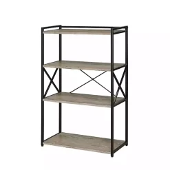 Kirklands Home Bookshelves|Gray Finish X Frame Open Shelf Bookcase