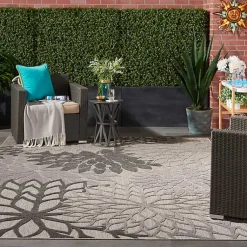 Kirklands Home Outdoor Rugs|Floral Burst Outdoor Area Rug, 7x10 Gray