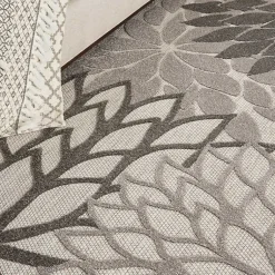 Kirklands Home Outdoor Rugs|Floral Burst Outdoor Area Rug, 7x10 Gray