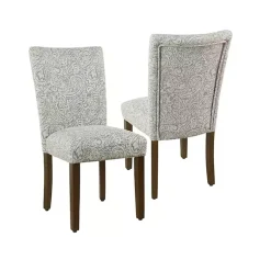 Kirklands Home Dining Chairs|Floral Parsons Dining Chairs, Set of 2 Gray