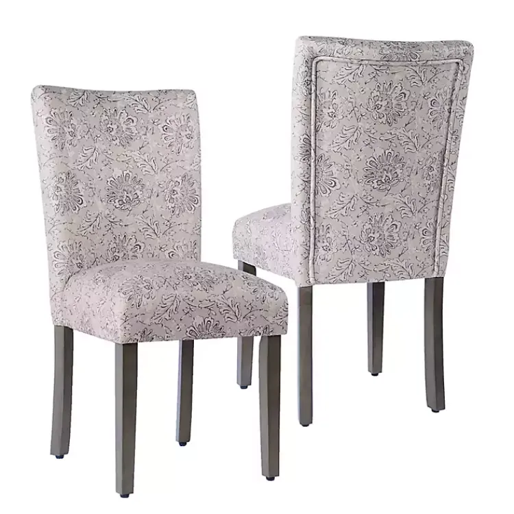 Kirklands Home Dining Chairs|Floral Parsons Dining Chairs, Set of 2 Gray