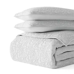 Kirklands Home Quilts|Floral Stitch 3-pc. Queen Quilt Set Gray