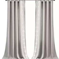 Kirklands Home Curtains & Drapes|Geometric Border Curtain Panel, 84 in. Gray