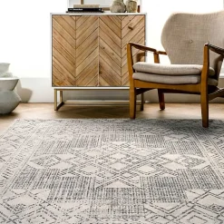 Kirklands Home Area Rugs|Gray Geometric Medallion Washable Area Rug, 4x6